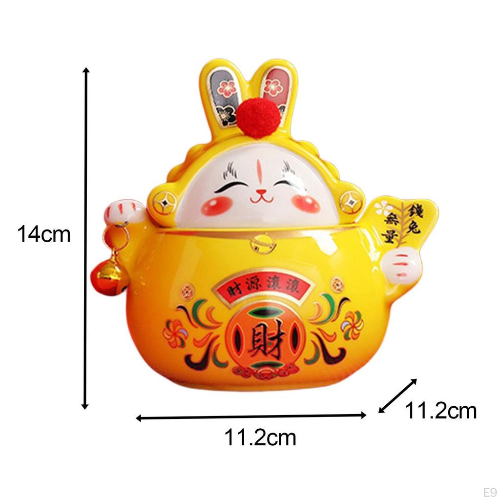 Year Wealth Lucky Figurine Ceramic Piggy Bank Decoration Home Office Decor for Good Luck Collectible