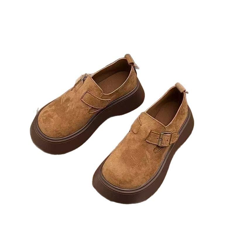 Autumn all-inclusive single shoes women's new high-end sense versatile thick-soled temperament camel women