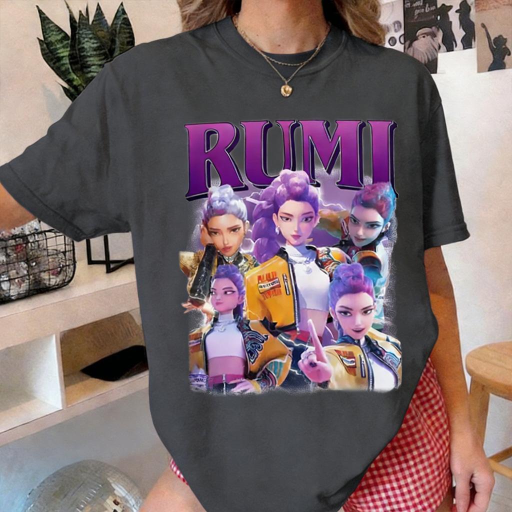 Kpop Demon Hunters Rumi Women Man Short Sleeve Tshirt 2026 Summer Casual Tops Streetwear Graphic Cartoon Fashion Y2k Tshirt