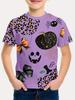 Halloween Printed T-Shirts Casual Round Neck Short-Sleeved Tops Summerand Children's Boys and Girls Fashion 3D Print Clothing