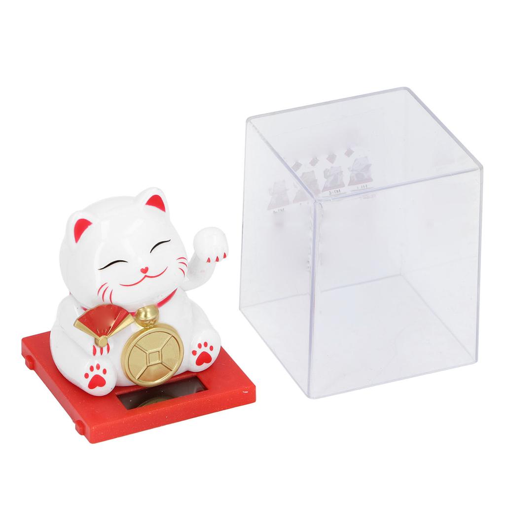 2inch Solar Fortune Cat with Clear Box Solar Powered   Cat Waving Arm Set for   and   Board Decor