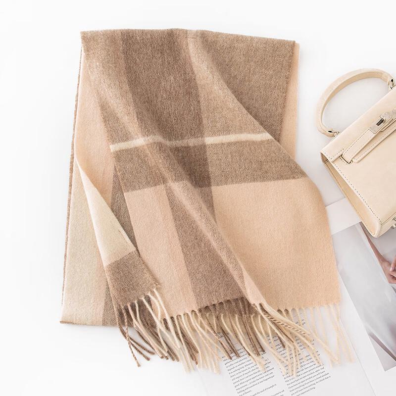 DayApril Women's Thickened Plaid 100% Wool Scarf