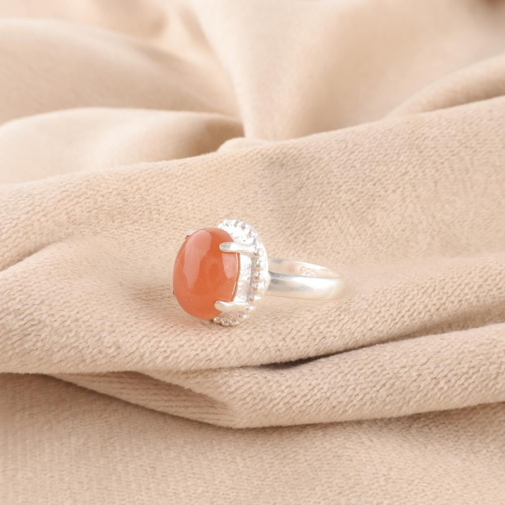 Pietra di Luna Pesca Naturale Argento Sterling Nuovo Anello Regalo Cocktail Amiche Gioielli RR-28-31