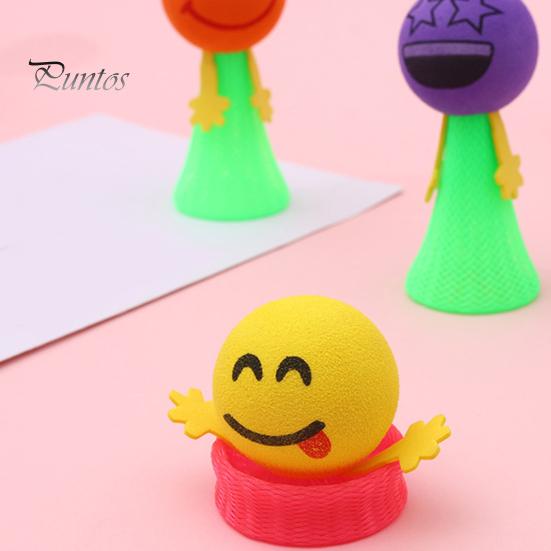 10Pcs Spring Jumping Man Toy Press Kids Bouncing Cartoon Expression Ball Launcher Game Toddlers Boys Girls Kindergarten Party Favors Gift Bag Fillers