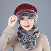 New Rex rabbit hair hat women's autumn and winter ear protection fur woven real hair medium and old thickened versatile scarf set