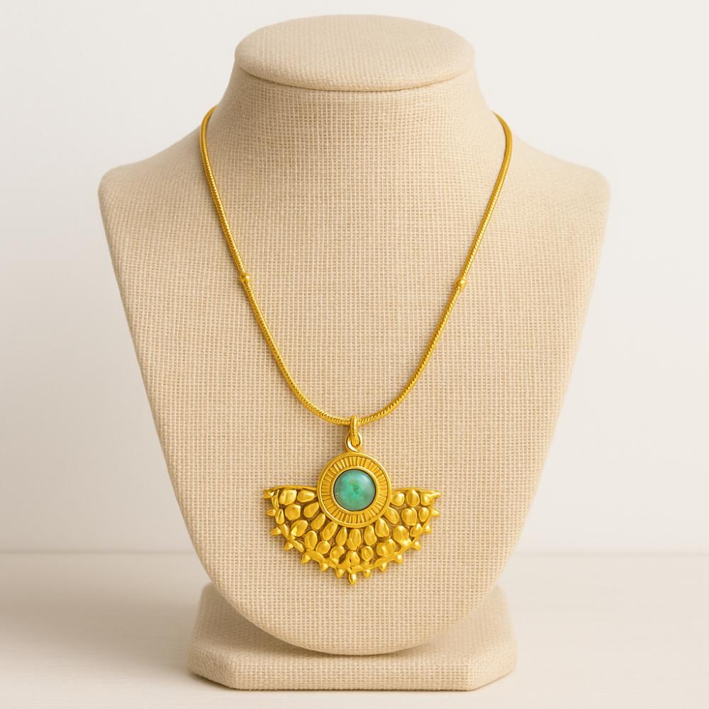 

Bohemia Style Sunflower Necklace Titanium Steel Collarbone Necklace Retro Fan Shape Necklace Girls Style B