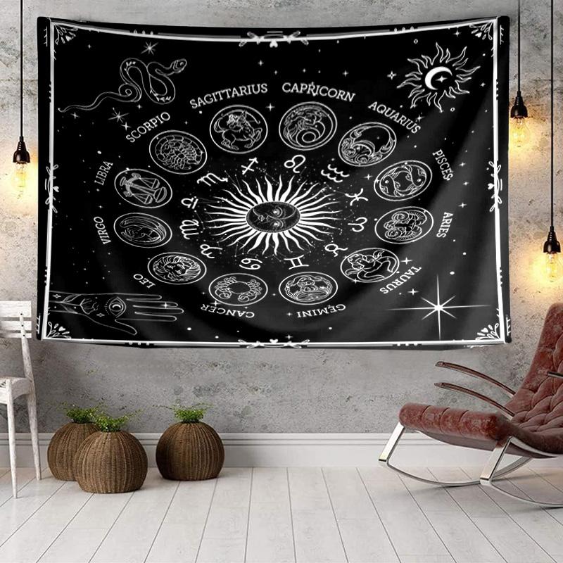 Astrological Symbols Mandala Tapestry Room Decoration Wall Hanging for Living Room Bedroom, Dormitory, Birthday and Christmas Gifts