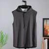 Men Summer Vest Hooded Drawstring Solid Color Loose Pullover Sports Soft Sleeveless Summer Tank Top Male Clothes