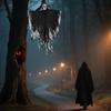 Halloween Hengende Skalle Spøkelse Skummel Grim Reaper Skjelettdekorasjon for Utegård Veranda Spøkelseshus Festdekor