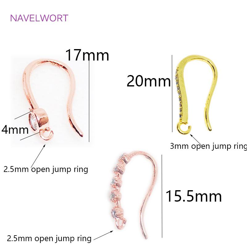 Multi Sizes 14K Gold Plated U Shape Earring Hooks Fittings Inlaid Zircon Ear Wire Hooks For DIY Jewelry Making Accessories Craft