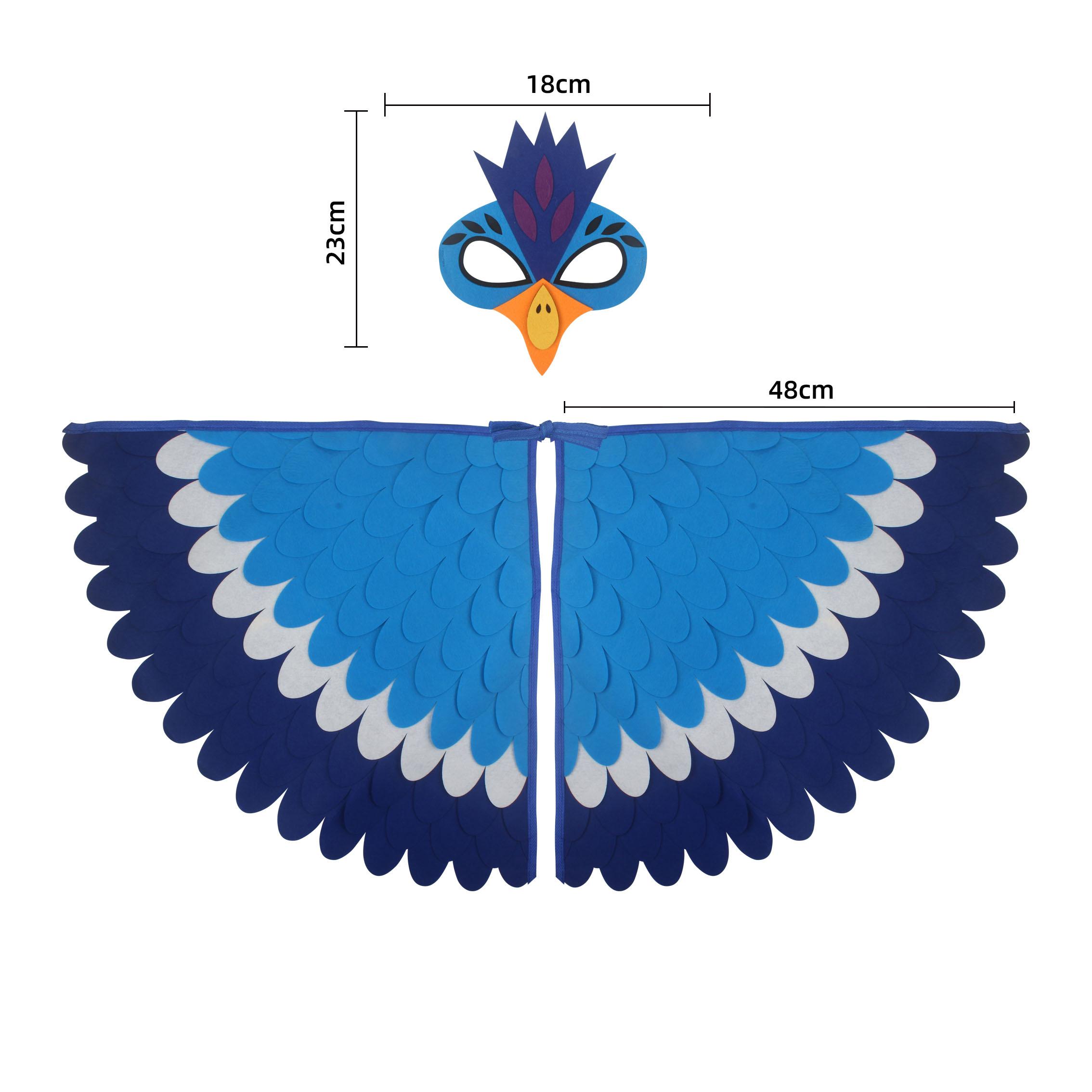 

Cute Owl Wings Costume Animal Peacock Pattern Felt Cloak With Matching Mask Performance Props Halloween Carnival Cosplay Cape One Size