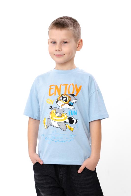 

Дитяча футболка для хлопчиків – Легка бавовна, Класичний крій, Набивний дизайн, Літо, 6414-001-33-4-2 HC 110 м яч синього кольору