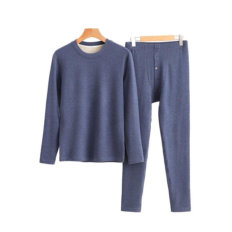 Men's Thick Fleece-Lined Cashmere Silk Base Layer Set for Winter