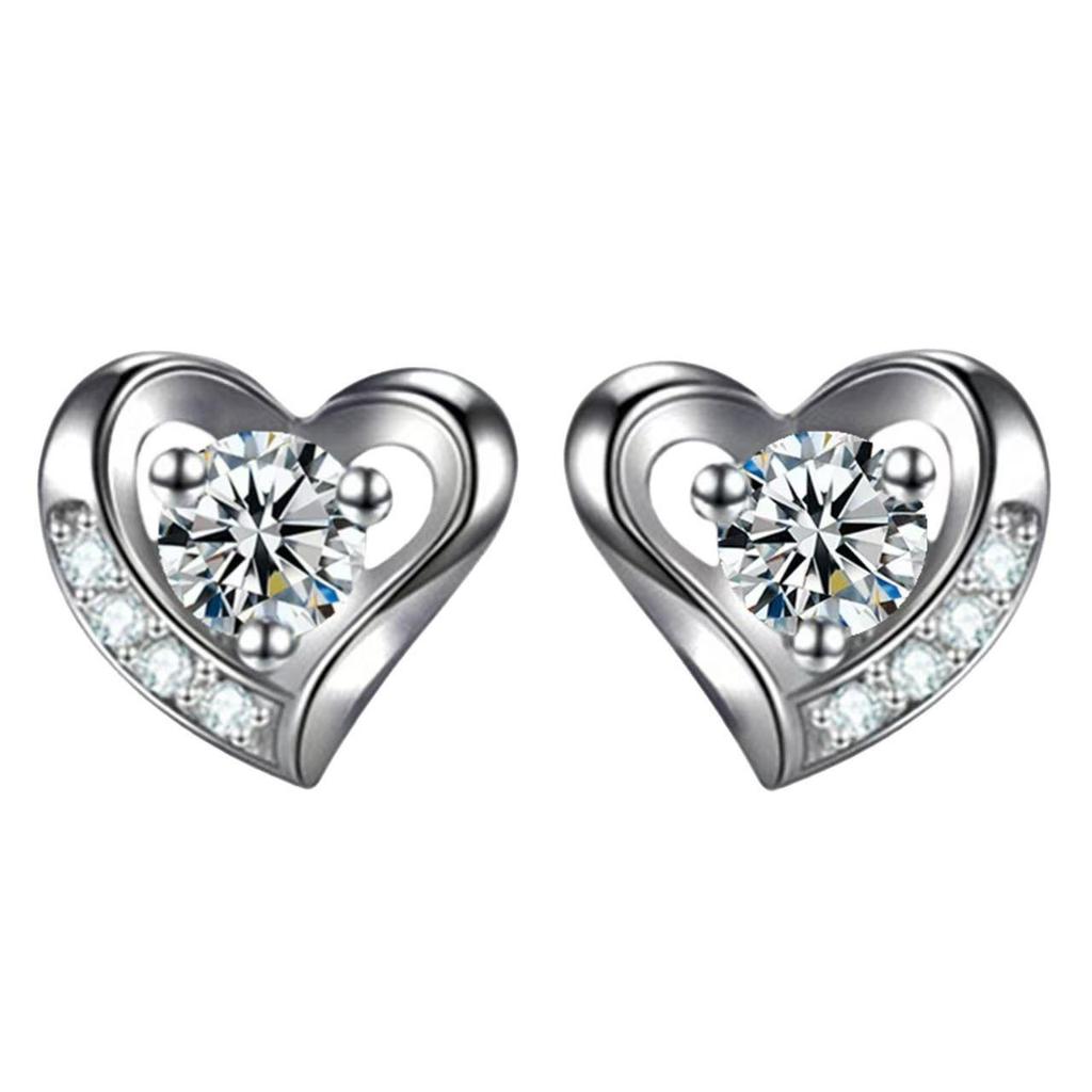 Elegant Women's Heart-Shaped & Star-Moon Diamond Earrings
