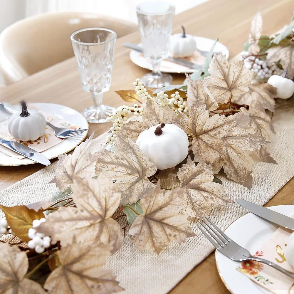 Fall Garland Autumn Maples Leaf Pumpkin Berry Garland Thanksgiving Halloween Home Mantle Fireplace Decorations Hanging Supplies