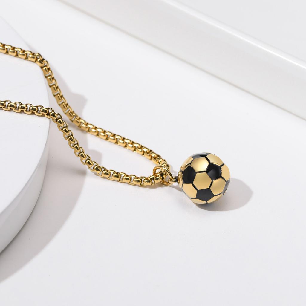 3D Fußball Halsketten für Männer, Solide Edelstahl Lässige Fußballer Anhänger, Sportliebhaber Jungen Geburtstagsgeschenke Schmuck