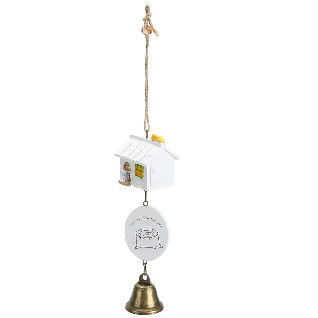 Cute Wind Chimes Bell Ornament with Resin House Decor for Garden Window Courtyard DecorationType B White