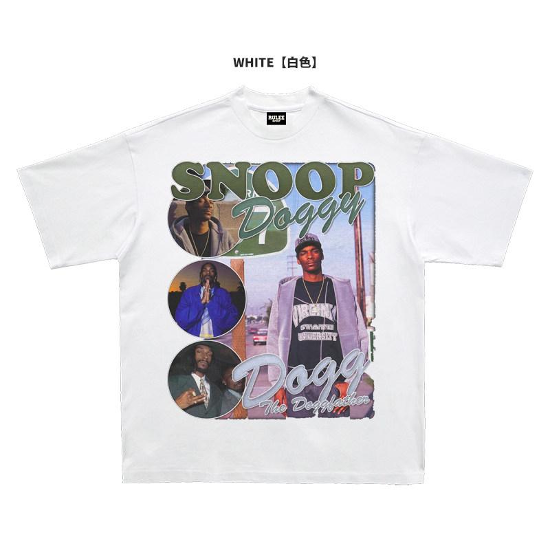

Summer 2026 New High Quality Hip Hop Street Comfortable Mens Round Neck Print Tshirt with Snoop Doggs Portrait Print S