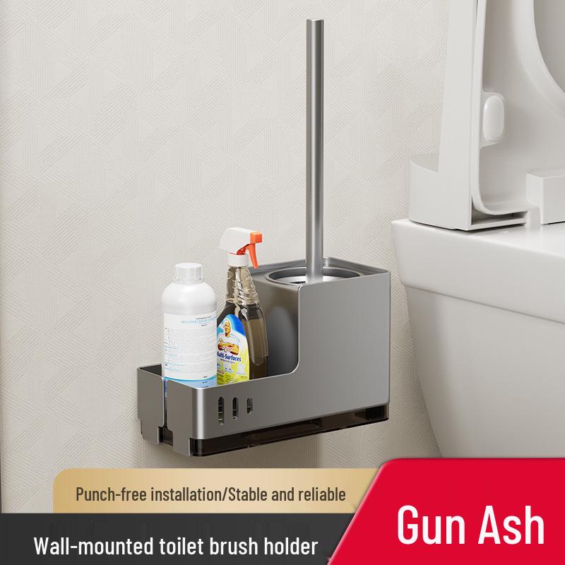 Punch-Free No Dead Angle Toilet Brush with Rack - Bathroom Cleaning Tool