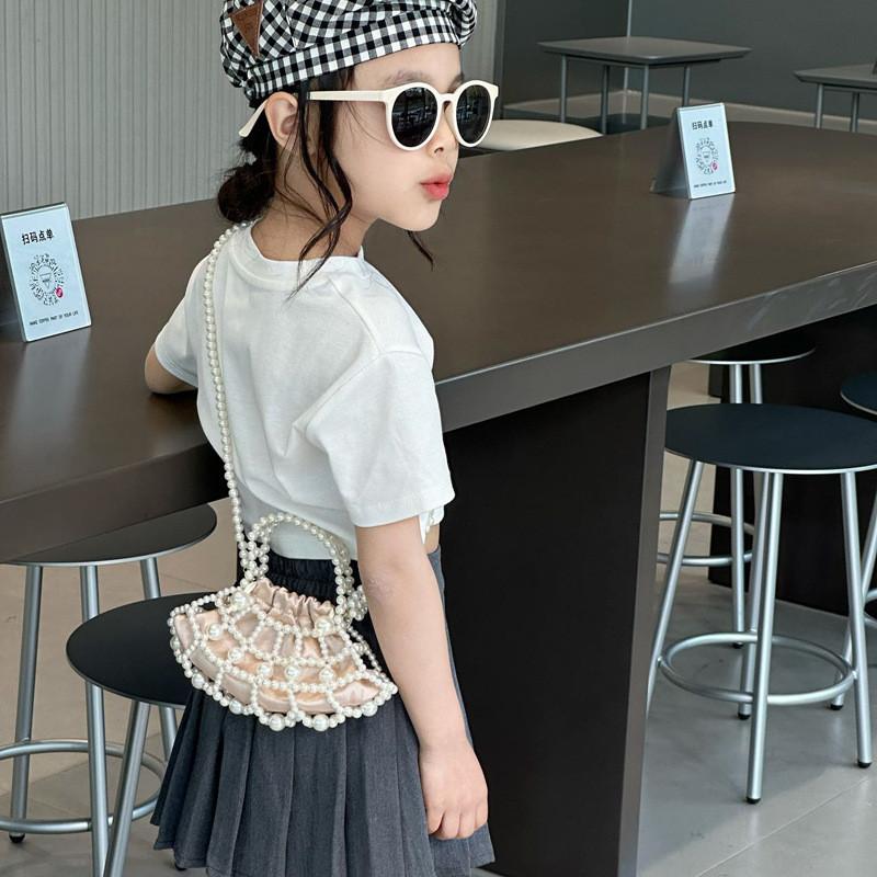 Stylish Pearl Shoulder Bag For Girls And Boys With Unique Fan Shape Design