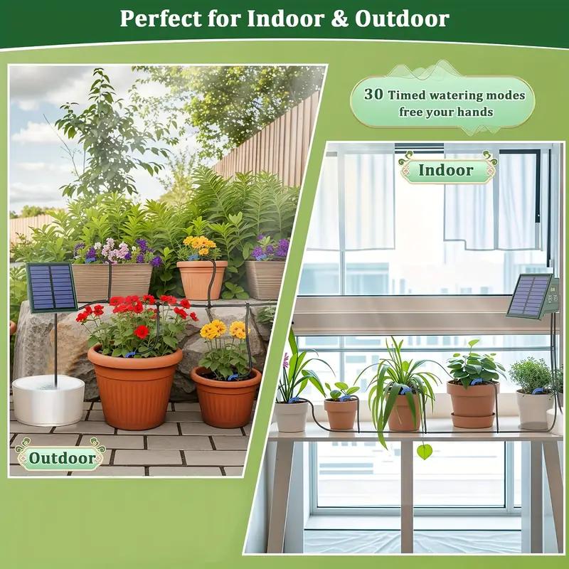 1pc DIY Solar-Powered Automatic Drip Irrigation System  for Raised Beds Greenhouses Vegetable Gardens Balcony Hanging Plants