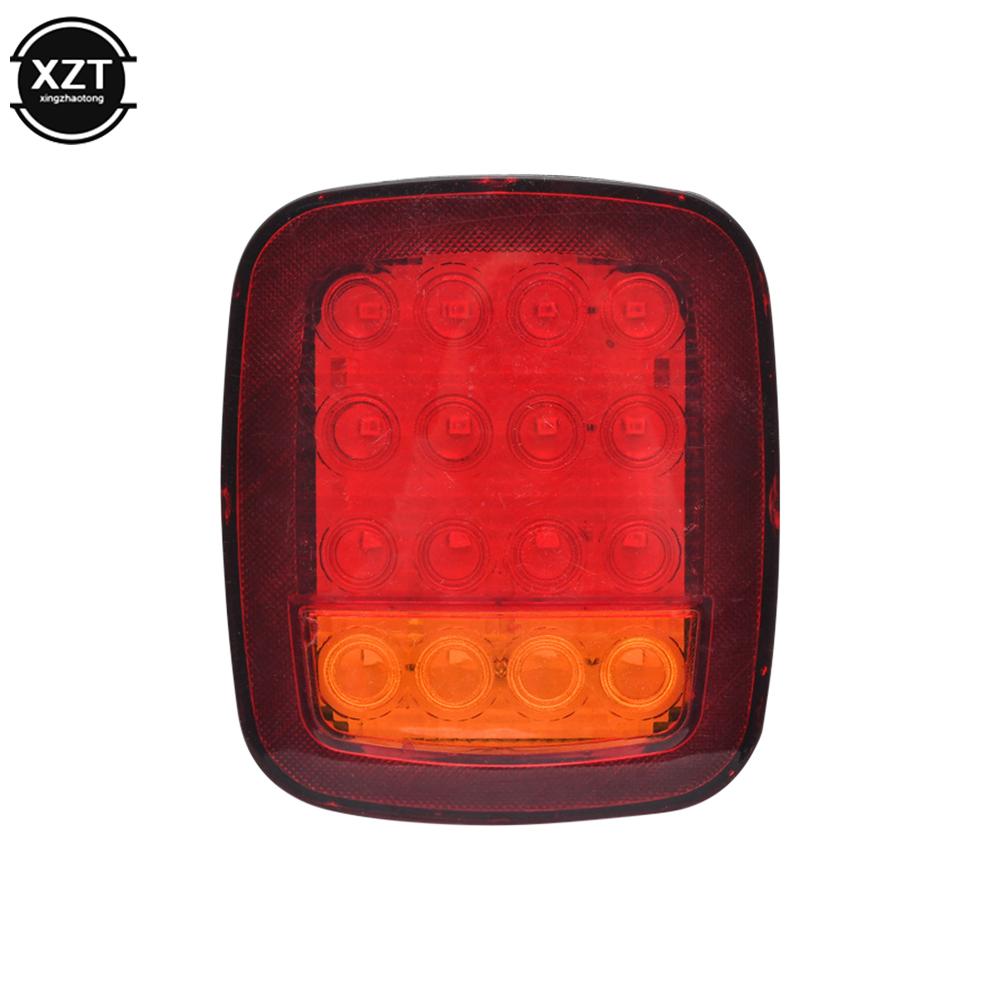 

12 В 24 В задний фонарь указатель поворота 16 светодиодов квадратный задний фонарь для легковых автомобилей грузовиков фонарь освещения номерного знака задний тормоз стоп-сигнал 24V