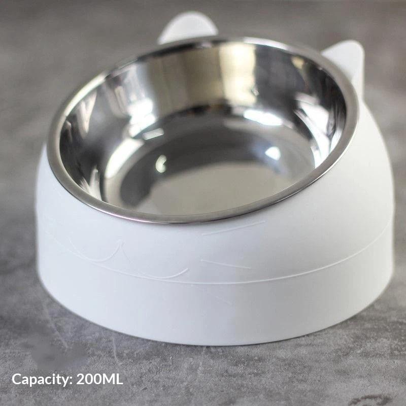 Cat Ear Shaped Elevated Stainless Steel Pet Bowl Non-Slip Scratch Resistant Feeder for Small Cat Dog Food Water