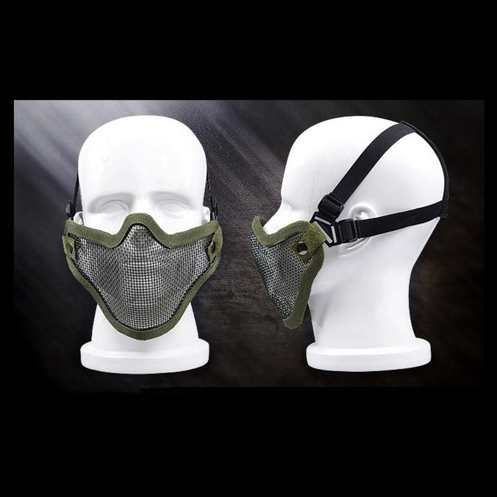 Carbon Steel Half Face Wire Mask Adjustable Steel Mesh Mask Metal Face Mask  Outdoor Sports