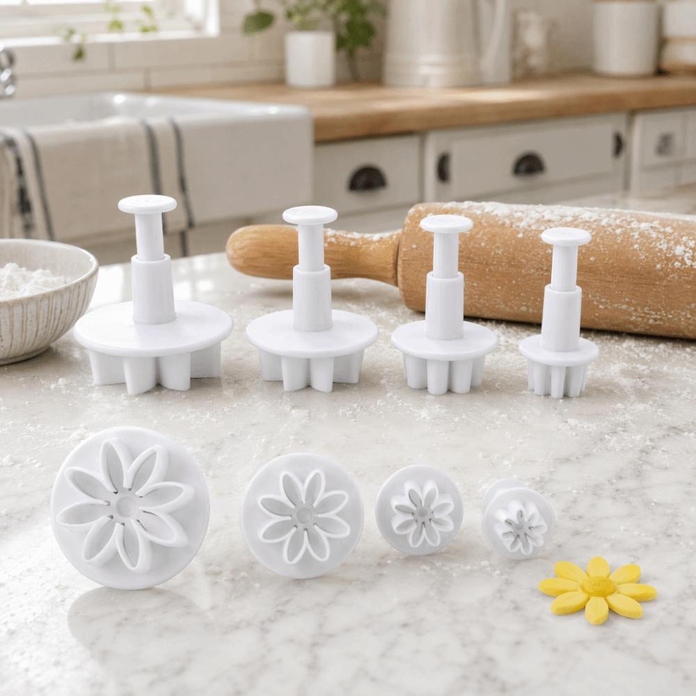 8pcs PP Fondant Cutter Mold 8 Petals Shape Flower Plunger Cutter Chocolate Decoration