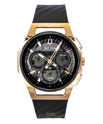 Curv Chronograph Rubber Strap Black Dial Quartz 98A185 Men's Watch