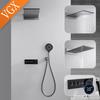 VGX Concealed Thermostatic Shower System Set Temperature Digital Display Waterfall Shower System Rainlfall Bathroom Shower Set