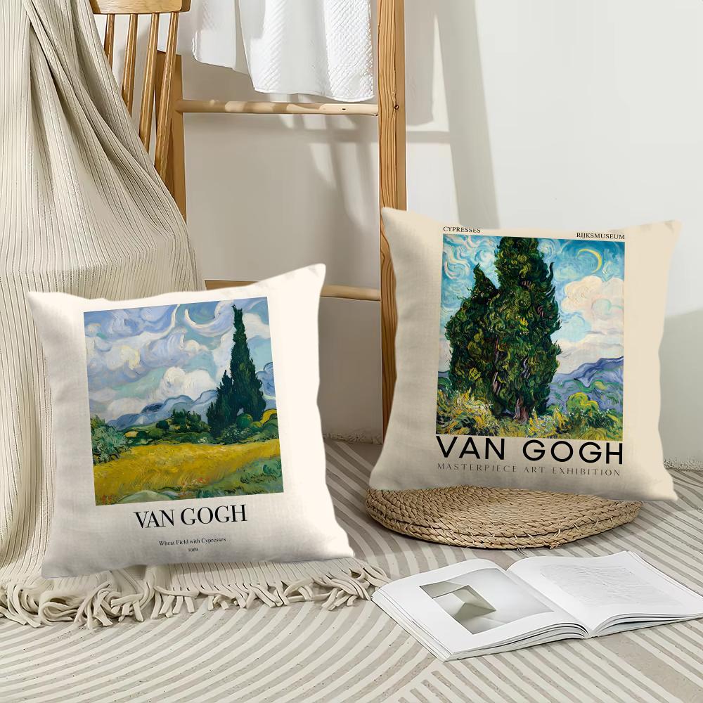 Van G-Gogh Kunst Kissenbezug Weicher Plüsch Überwurf Kissenbezug | Doppelseitige Dekorative Kissenhülle | Sofa Schlafzimmer Heimdekoration