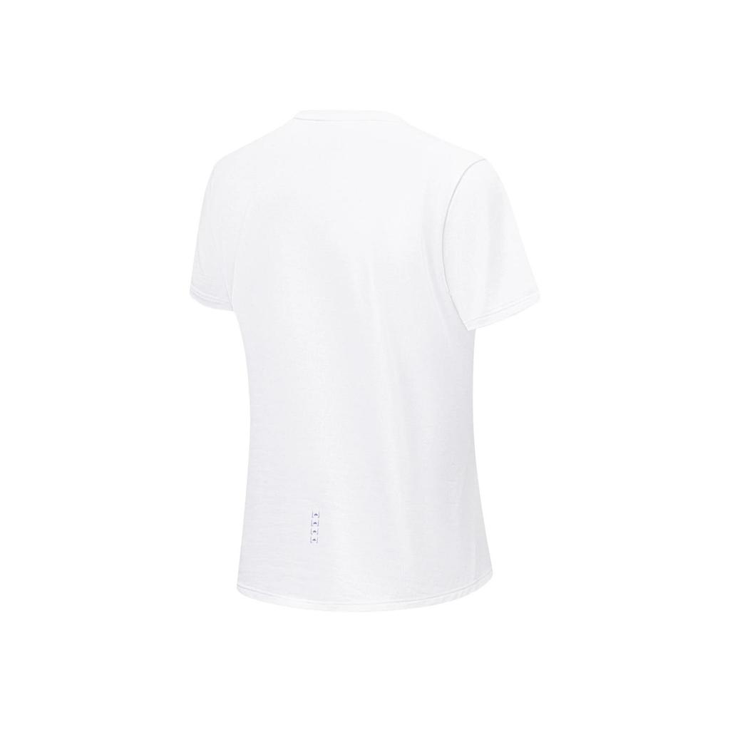 Li-Ning Running Series Letter Logo Print Quick-Dry Round Neck Short Sleeve T-Shirt Women Tops Standard-White ATST520-2