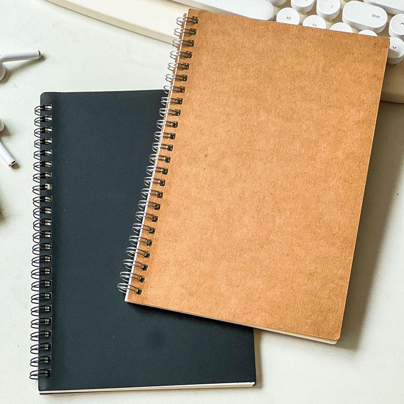 Customized Retro B6 Kraft Paper Spiral Notebook - Simple Blank A5 Sketchbook and Thickened Diary with Logo Option