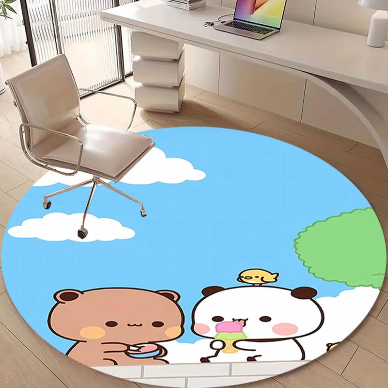1pc Yier BuBu Bear1 Design Printed Area Round Carpet for Bedroom Living Room Home Decor Rugs Mat Non Slip Mat Rug for Bedside