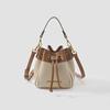Genuine Leather Contrast Color Bucket Bag - Trendy 2024 Crossbody Handbag for Women