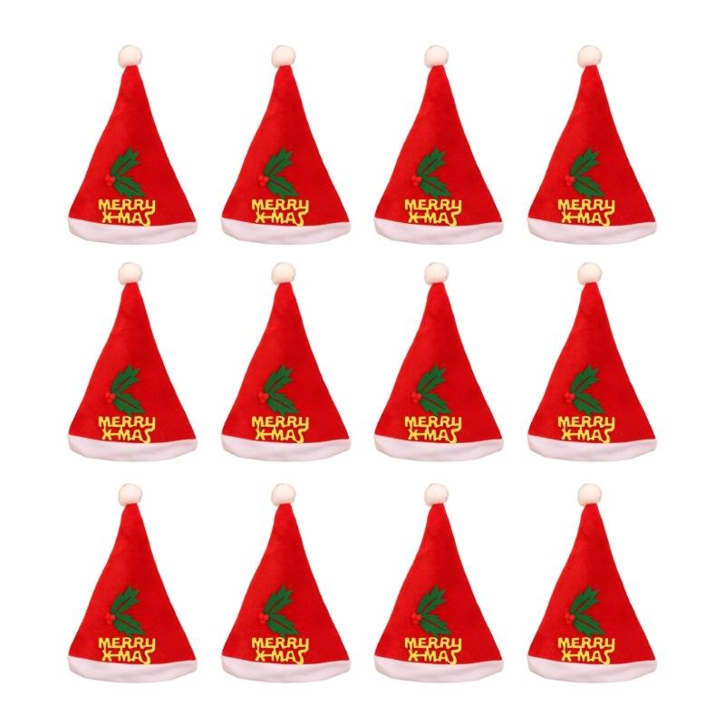 Set of 12 Christmas Party Santa Hat with Belt Decoration Festival Santa Hat For Holiday Celebration
