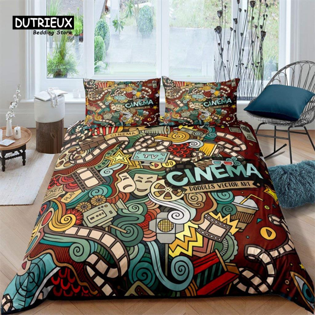 Patlamış Mısır Kola Yemek Yorgan Kılıfı Film Temalı Yatak Takımı Çocuklar Erkekler Kızlar Gençler Mikrofiber Yumurta Baskılı Yorgan Kılıfı Yatak Odası Dekoru