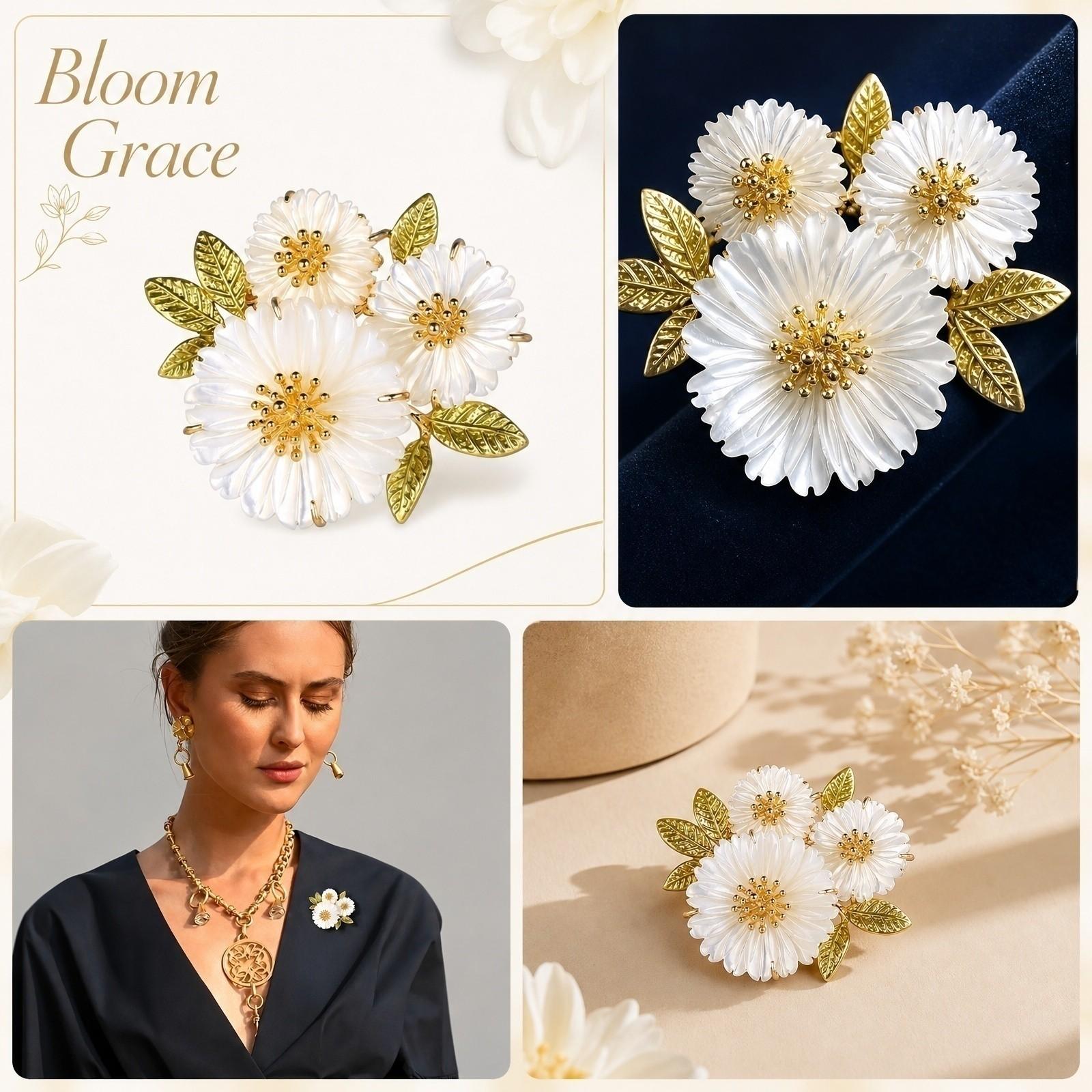 Flower Brooch Pin for Women - Fashion Elegant Lapel Pin for Coat Cardigan, Stylish Decorative Brooch for one size