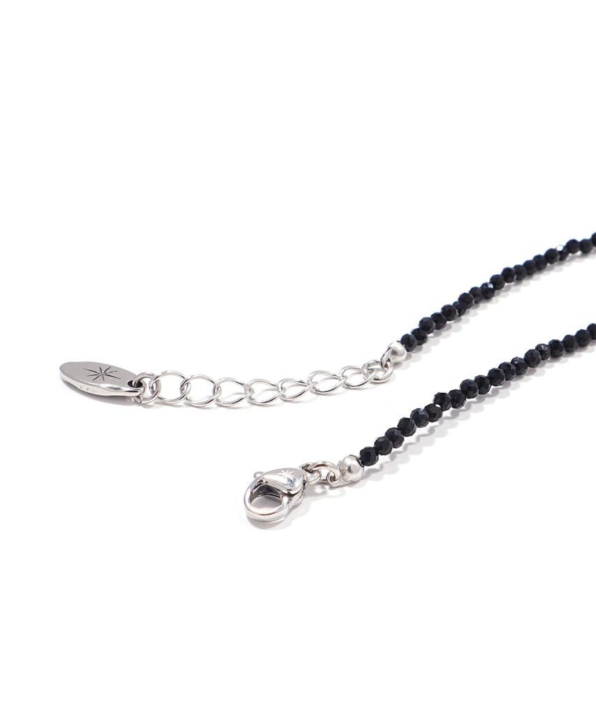 Polalita Dalmatian Stone Black Bead Necklace (Plt-Nl-103_Bk)