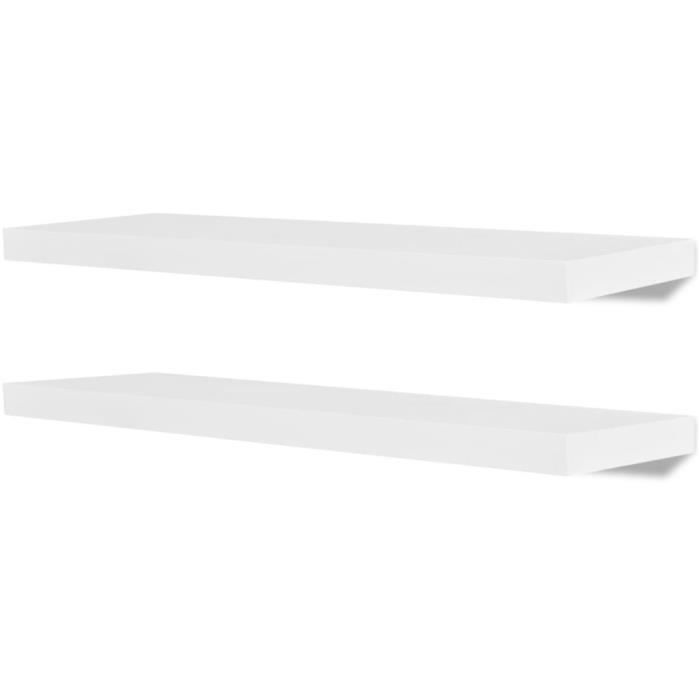 VidaXL 2 Étagères murales MDF Blanc Rangement de livres/DVD 242184