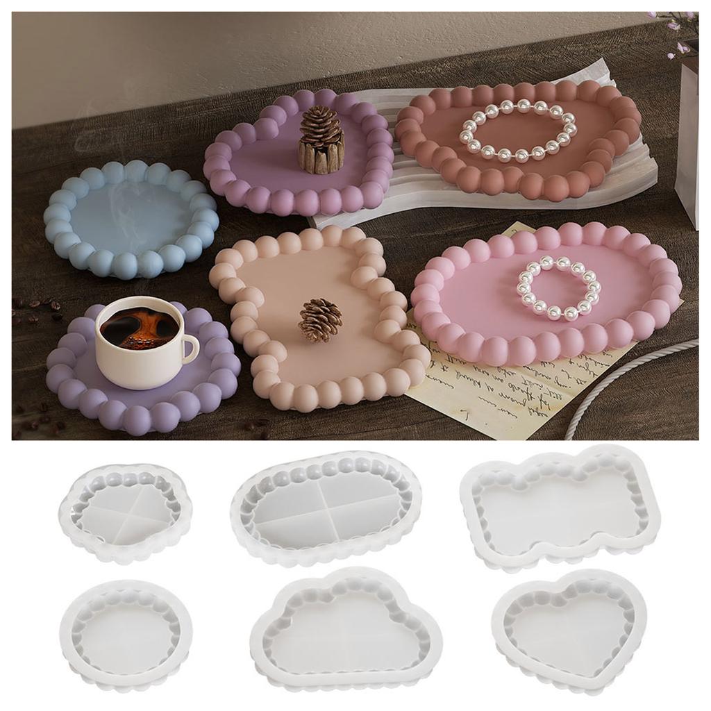 Set of 6 Epoxy Mould for Plate Silicone Coaster Making Moulds Cup Mat Mold Geometric Shaped Jewelry Storage Tray Molds