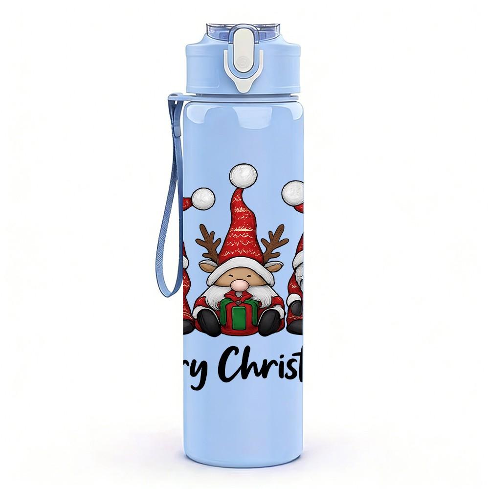 1PC Twin Christmas Gnomes 750ml Color Plastic Sports Water Bottle Leakproof Flip Straw Lid Suitable for Sports Office Home Use