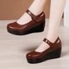 Small Size 32-43 Shallow Med Block Heels Mary Janes Women Pumps 2025 Comfortable Platform Wedges Shoes for Office Mom Model