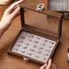 Compact Walnut Jewelry Box for Earrings, Rings, Necklaces, and Bracelets - with Lid and Display Case
