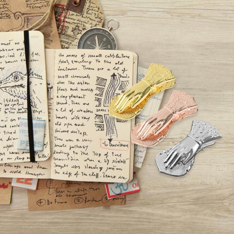 Metall-Büroklammer Damenhandförmige Buchklammern Retro Seitenhalter Binderklammern Für Effizientes Papiermanagement