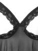 Womens Plus Size Babydoll Lingerie Set Sheer Mesh Nightwear Lace Trim Open Cup Design Adjustable Straps