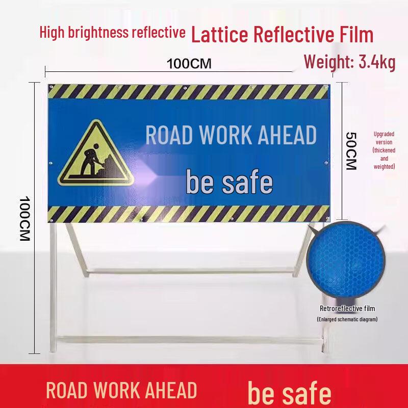 Reflective Yellow & Black Stripe Construction Safety Sign