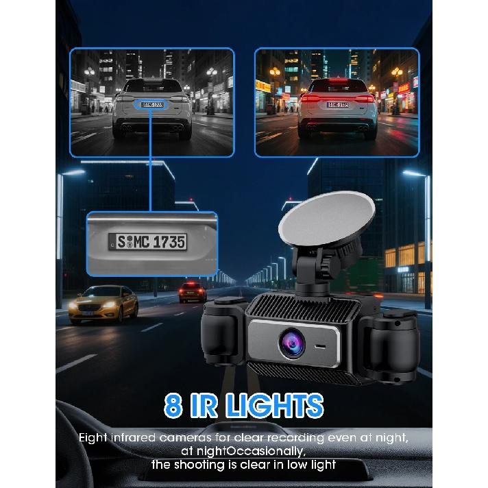 Srnubi 5Ghz WiFi 3/4 Channel Dash Cam 1080P Car DVR IPS Screen IR Night Vision Dashcam 24H Parking Monitor HD Video Recording