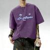 Los Angeles King Letter Creative Printing Summer Washed T-Shirt Men Trendy Loose Clothing Cotton Soft T Shirt Casual O-Neck Top